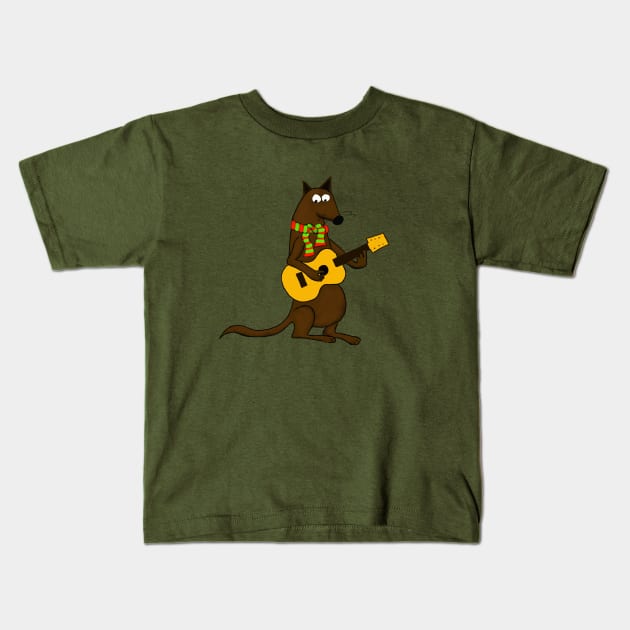 Christmas Mouse with Guitar Kids T-Shirt by nickcarpenter